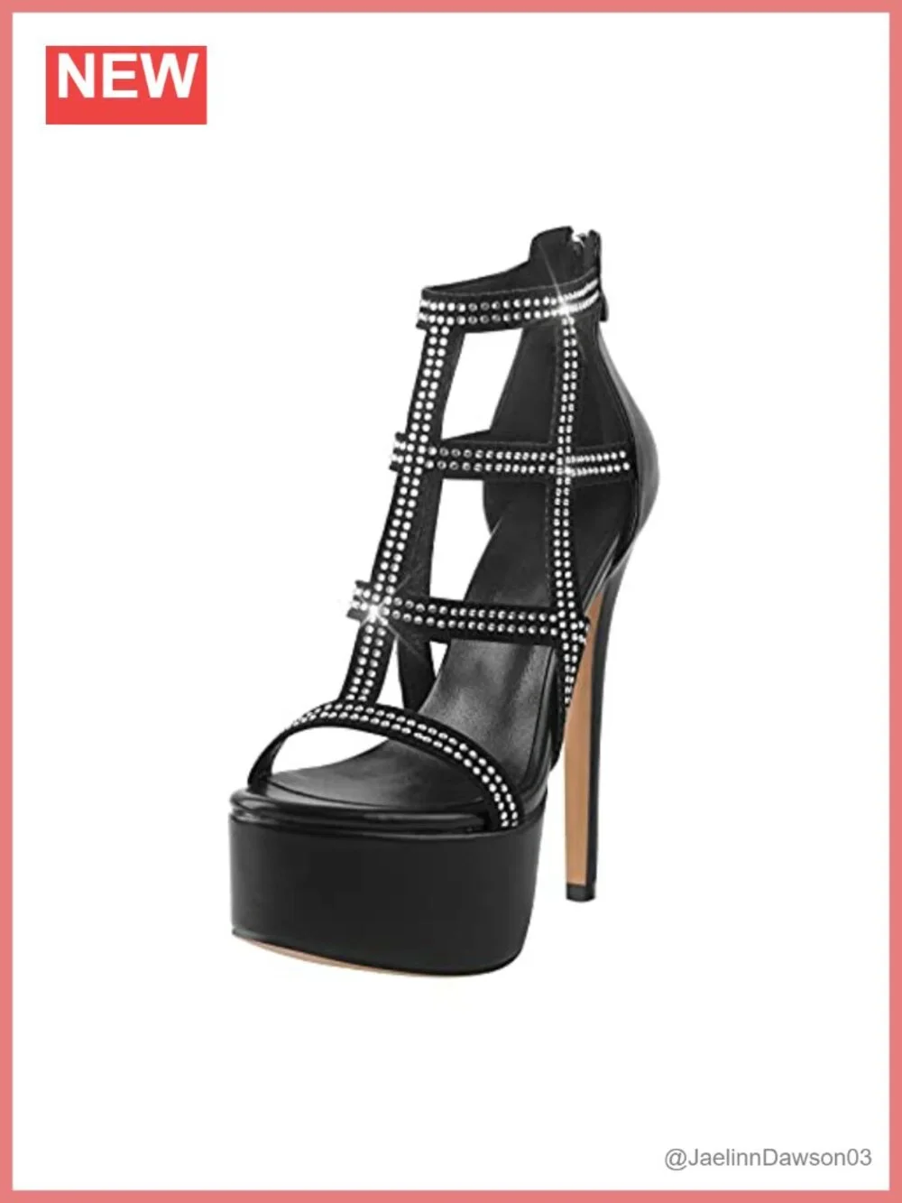 Rhinestone Stiletto Heel Sandals Womens Open Toe Platform Ankle Strappy Dress